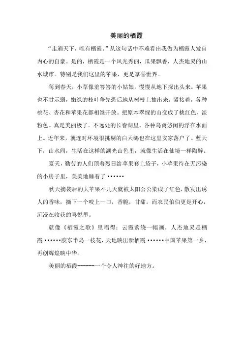 小学三年级优秀作文《美丽的栖霞》