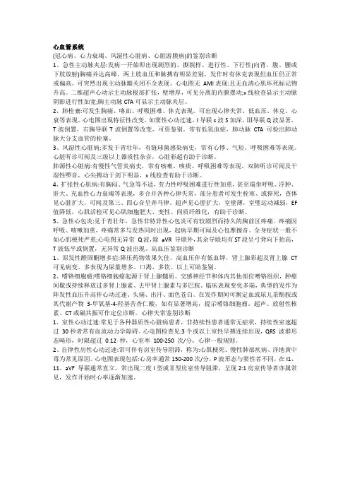 临床各系统鉴别诊断模板