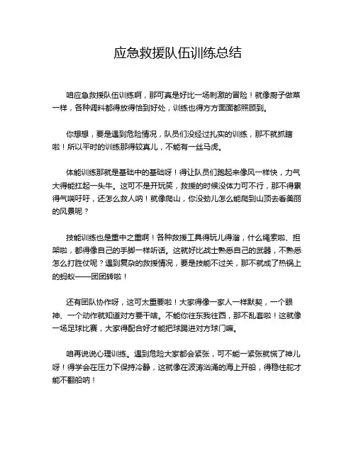 应急救援队伍训练总结