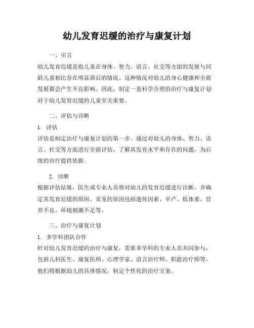 幼儿发育迟缓的治疗与康复计划