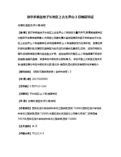 鄂尔多斯盆地子长地区上古生界山2段储层特征