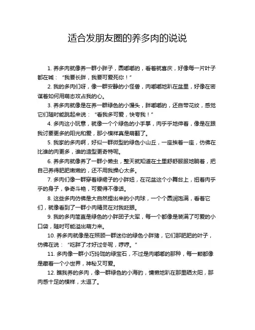 适合发朋友圈的养多肉的说说