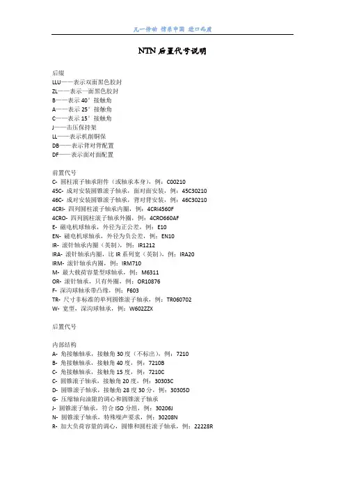 NTN轴承后置代号说明