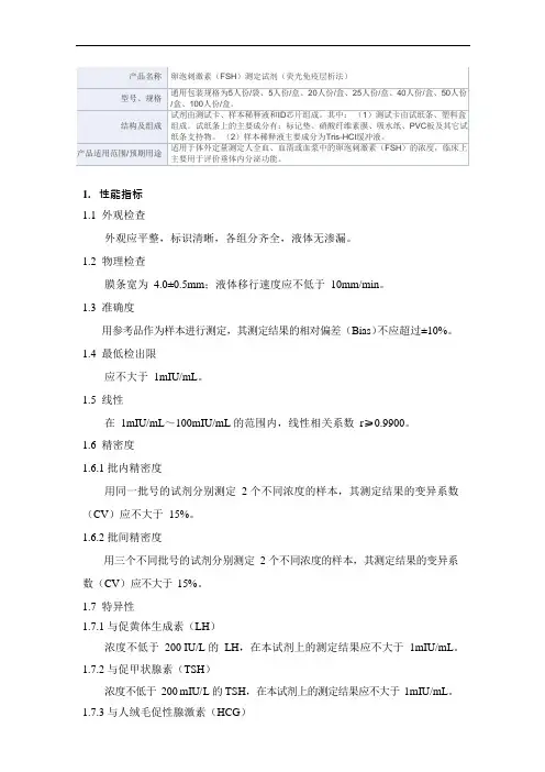 卵泡刺激素(FSH)测定试剂(荧光免疫层析法)产品技术要求万孚