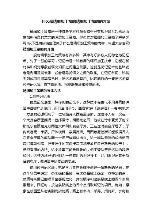 什么是精细加工策略精细加工策略的方法