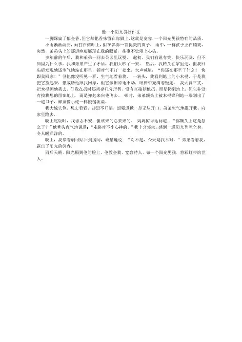 做一个阳光男孩作文