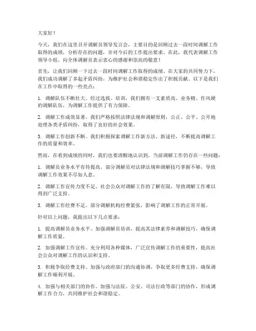 调解员领导发言稿