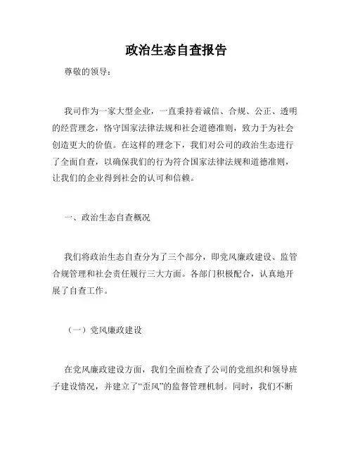 政治生态自查报告