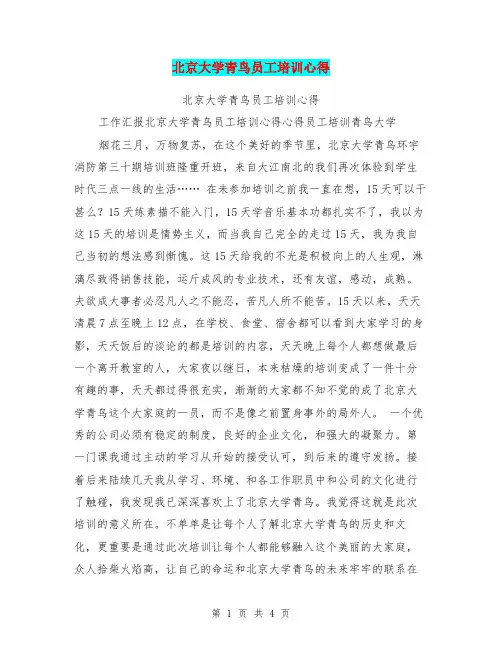 北京大学青鸟员工培训心得