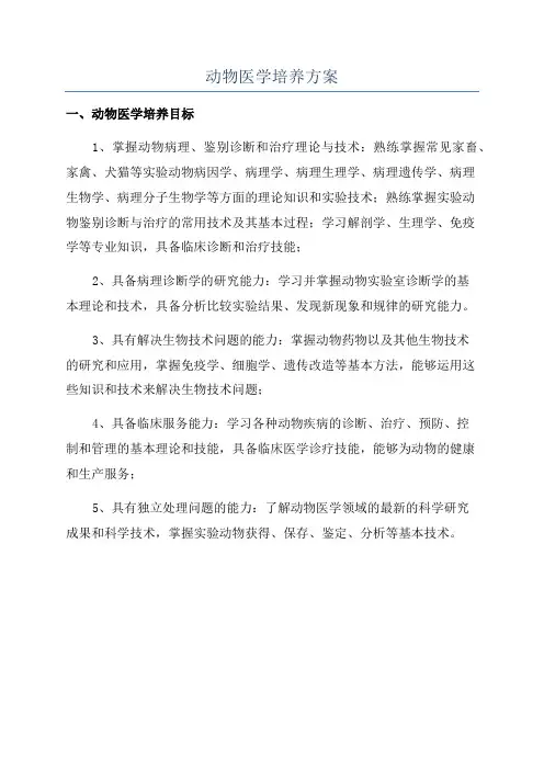 动物医学培养方案