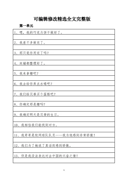 最新外研版版八年级下书后重点句子练习精选全文