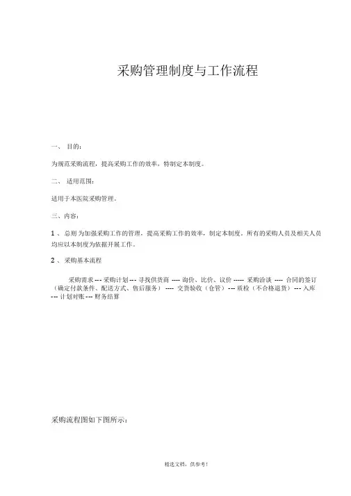 医院采购部工作流程-采购部工作流程图