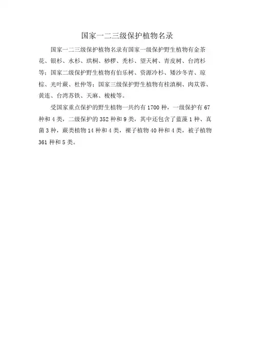 国家一二三级保护植物名录