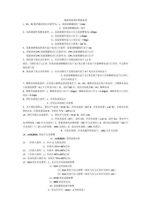 脱硝系统保护联锁说明书(初稿)