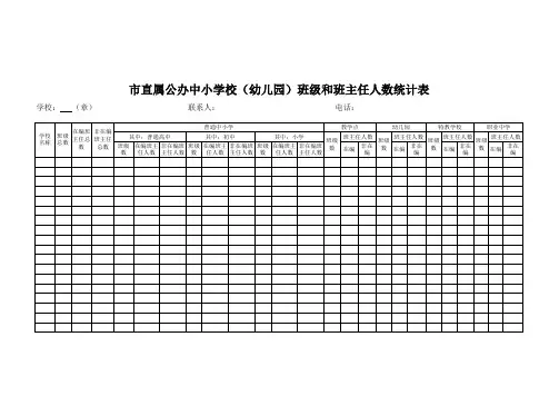 公办中小学校(幼儿园)班级和班主任人数统计表