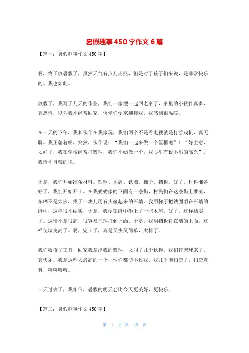 暑假趣事450字作文6篇