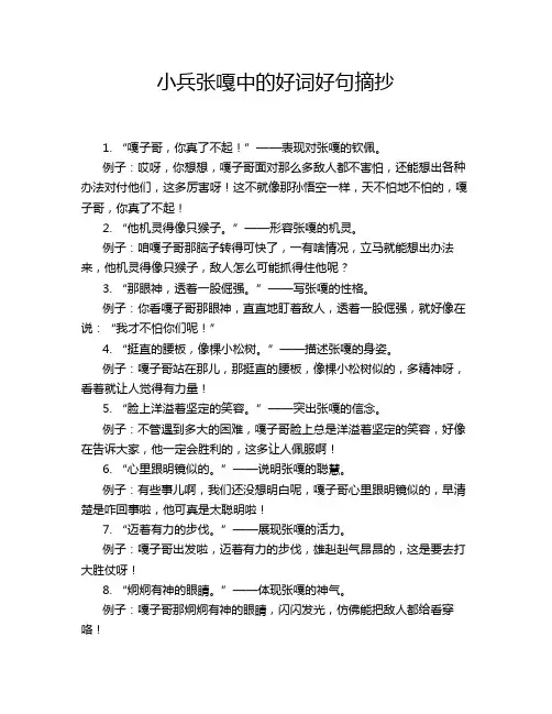 小兵张嘎中的好词好句摘抄