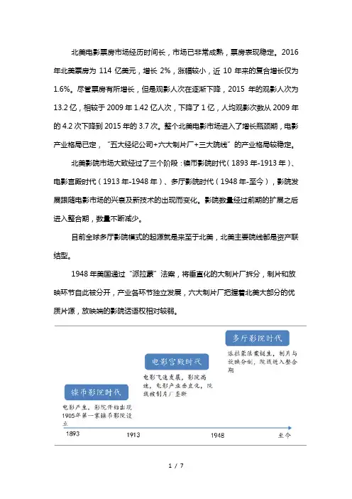 2017年全球电影票房市场规模分析及北美院线市场占有率分析