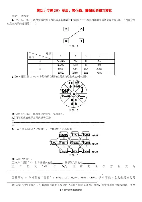 (山西专版)中考化学复习方案 滚动小专题(三)单质、氧化物、酸碱盐的相互转化