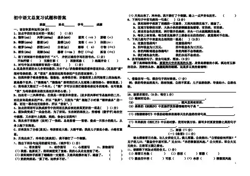 初中语文总复习试题和答案第20