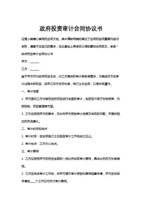 政府投资审计合同协议书
