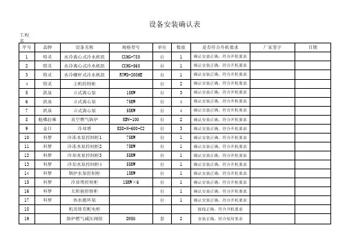 设备安装确认表
