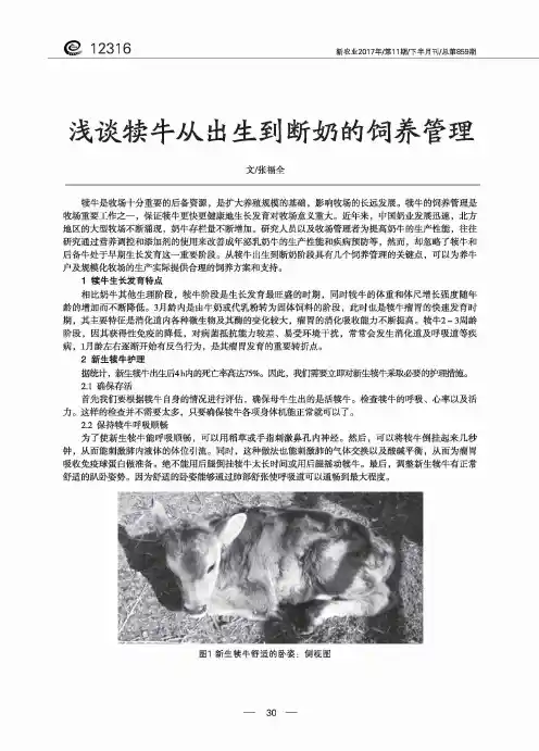 浅谈犊牛从出生到断奶的饲养管理