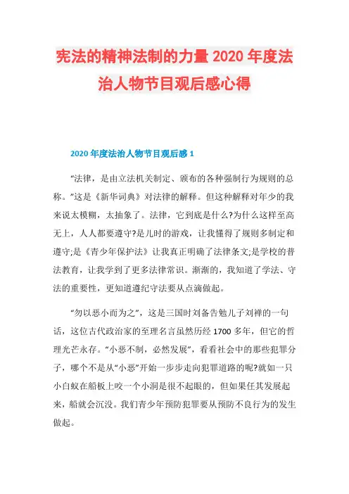 宪法的精神法制的力量2020年度法治人物节目观后感心得