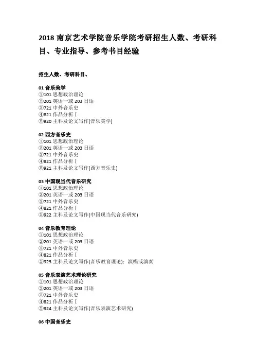 2018南京艺术学院音乐学院考研招生人数、考研科目、专业指导、参考书目经验