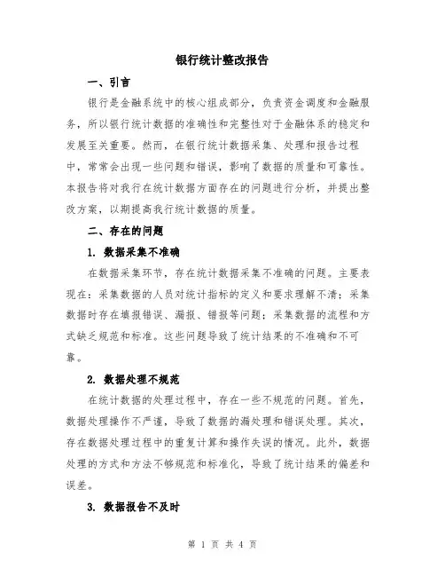 银行统计整改报告