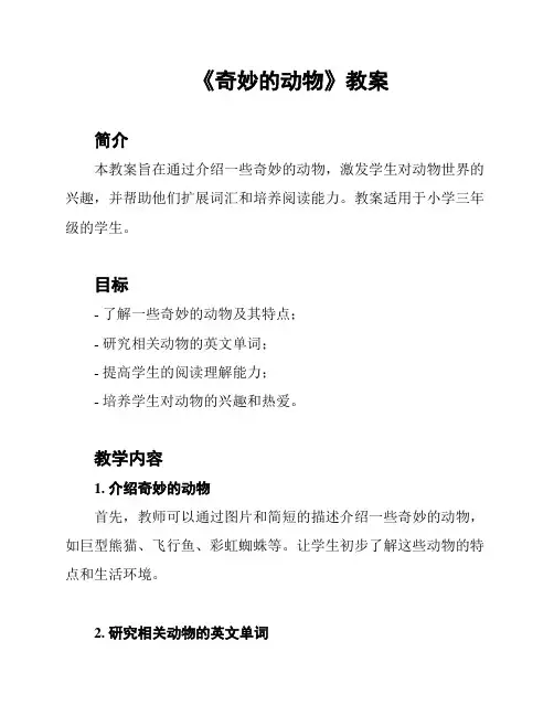 《奇妙的动物》教案