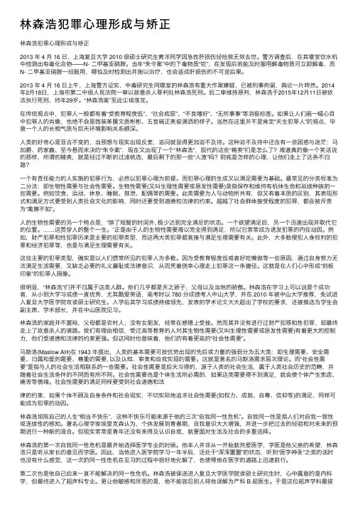 林森浩犯罪心理形成与矫正