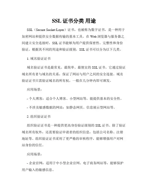 ssl证书分类 用途