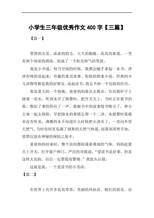 小学生三年级优秀作文400字【三篇】