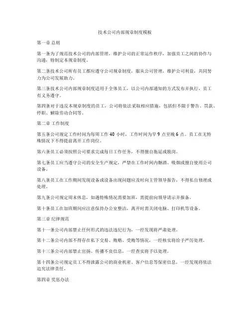 技术公司内部规章制度模板
