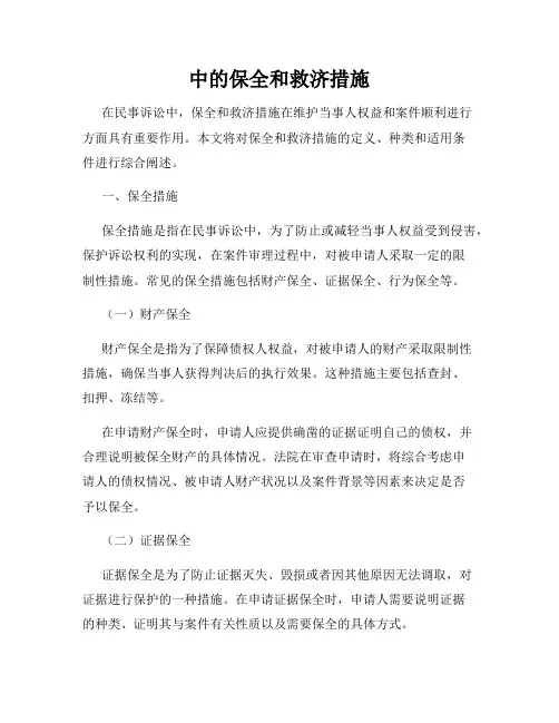 中的保全和救济措施