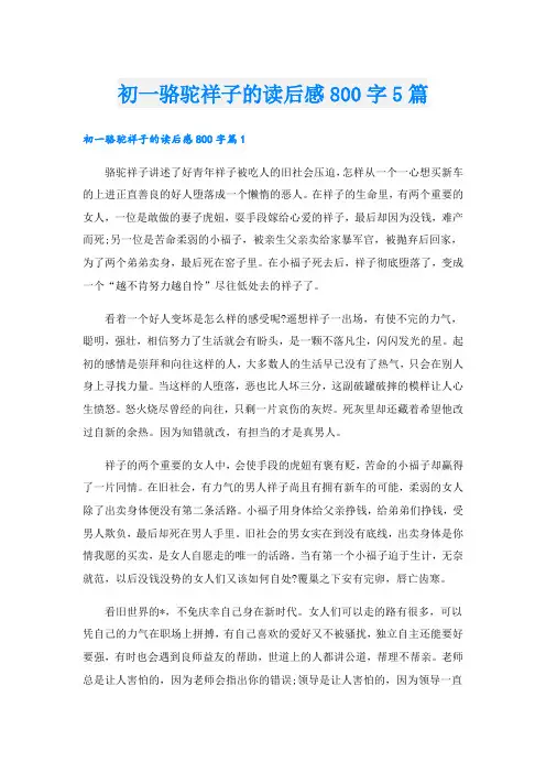 初一骆驼祥子的读后感800字5篇