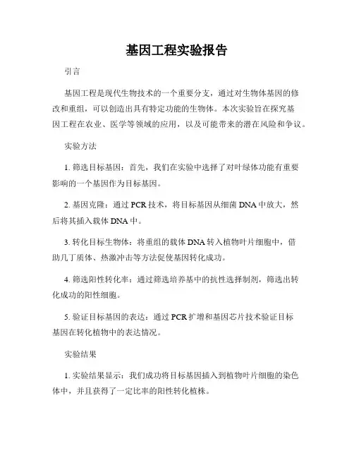 基因工程实验报告