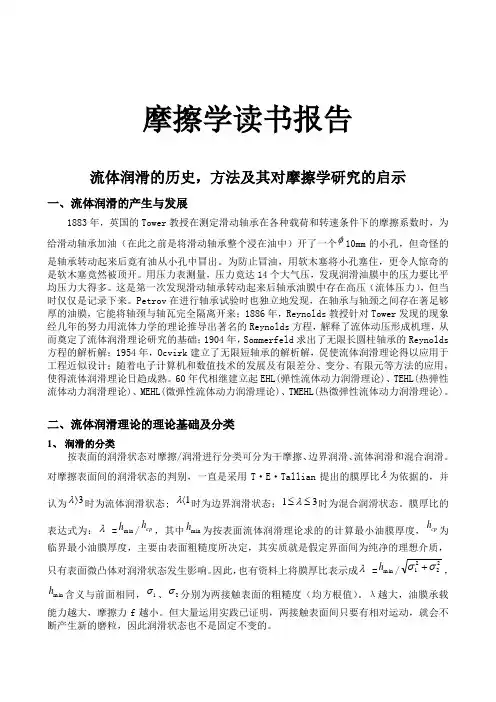 摩擦学读书报告
