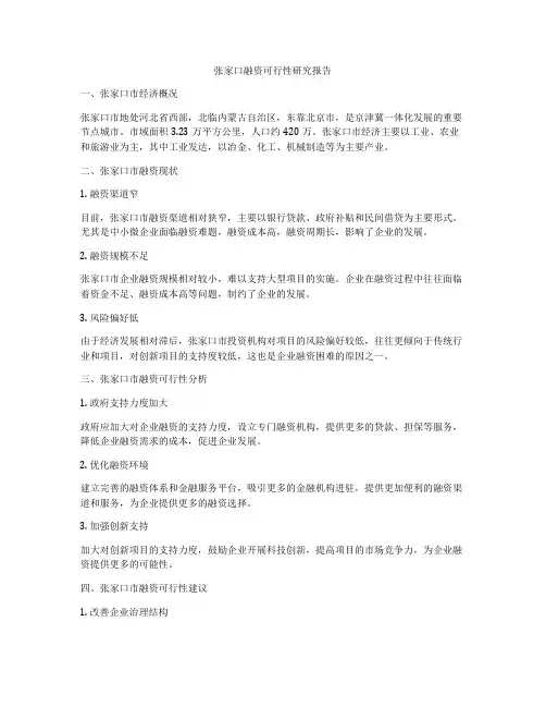 张家口融资可行性研究报告
