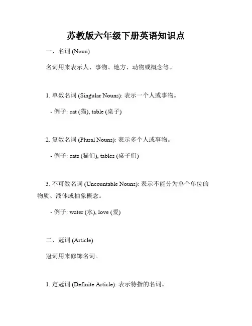 苏教版六年级下册英语知识点