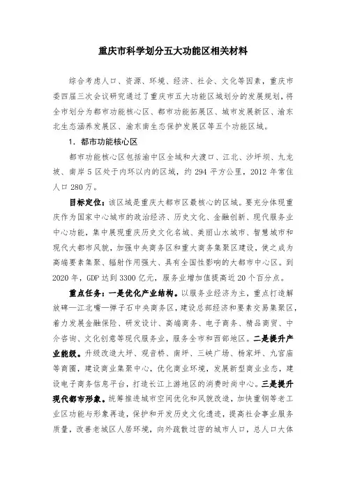 五大功能区划分材料收集