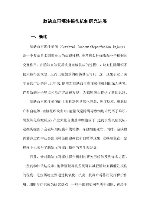 脑缺血再灌注损伤机制研究进展