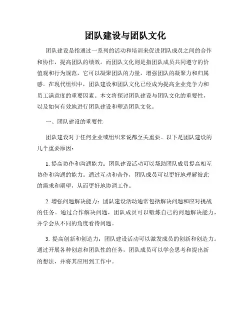 团队建设与团队文化