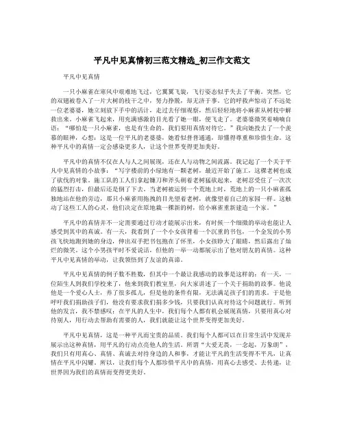 平凡中见真情初三范文精选_初三作文范文