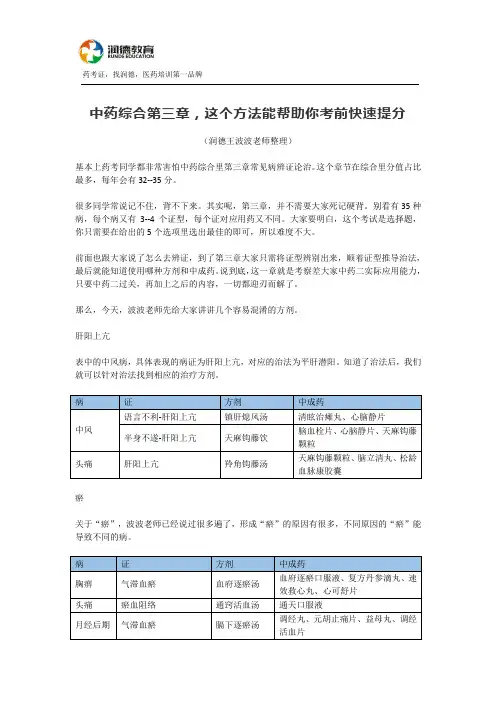 中药综合第三章,这个方法能帮助你考前快速提分