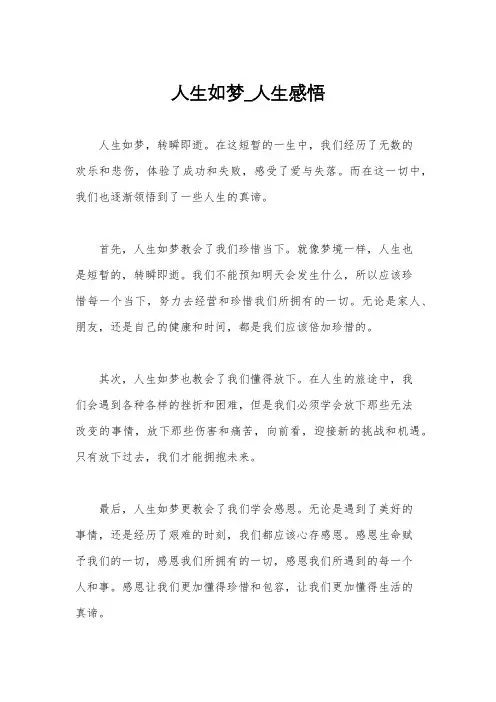 人生如梦_人生感悟
