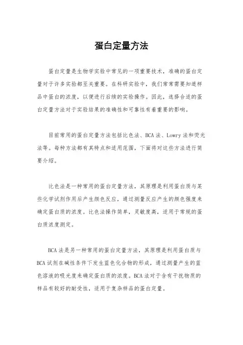 蛋白定量方法