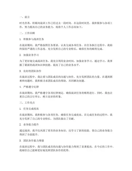 战训个人工作总结