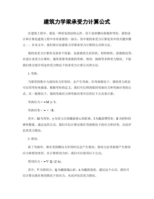 建筑力学梁承受力计算公式